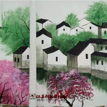 國畫風格墻繪壁畫手繪墻體彩繪南京新視角藝術工期短價格低